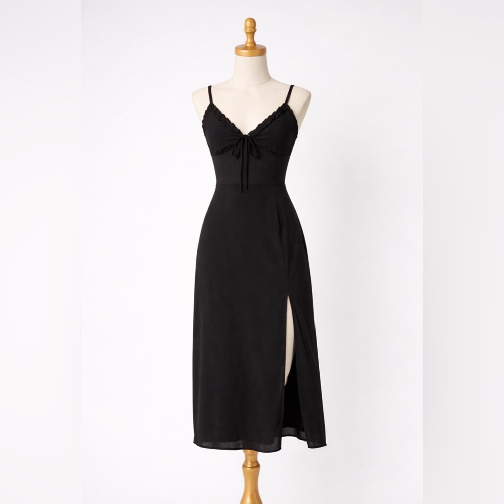 Beverly and Beck Satin Corset V-Neck Midi Dress NWT Sz M